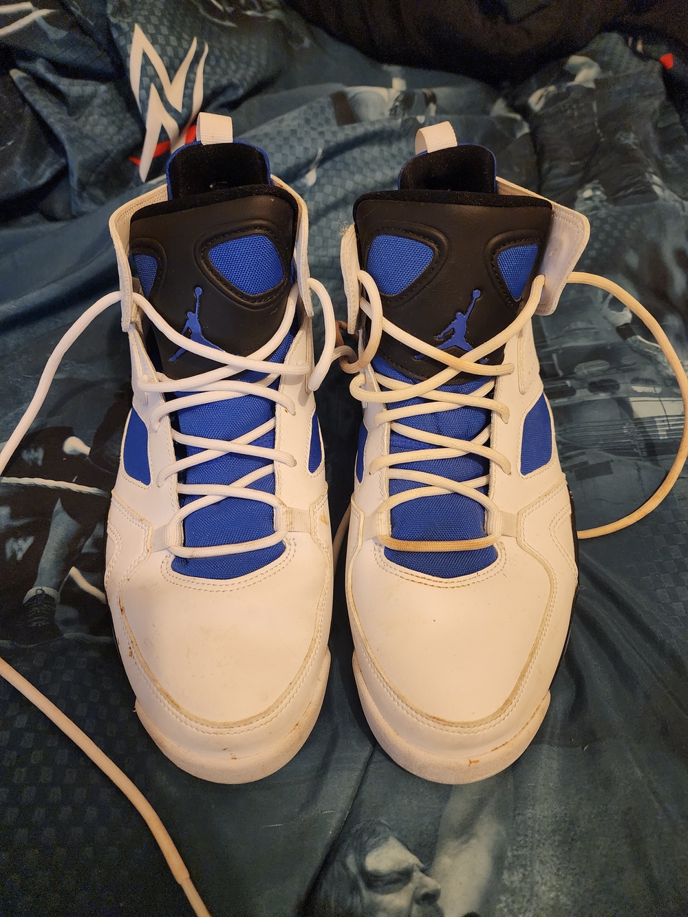 Air Jordan White and Royal Blue Basketball Shoes Fight Club 91 From Europe